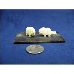 CHOICE on 4 ivory musk ox mounted on baleen  by Robert Kokuluk (2)