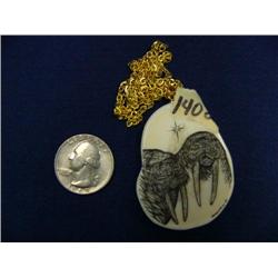 CHOICE on 6 scrimshawed old ivory pendants by Homer Cole: 2 walruses (2)