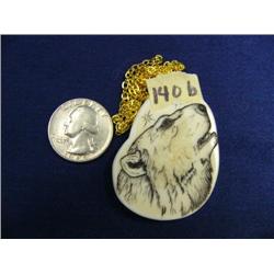CHOICE on 6 scrimshawed old ivory pendants by Homer Cole: polar bear head (2)
