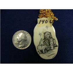 CHOICE on 6 scrimshawed old ivory pendants by Homer Cole: 3 polar bears (2)