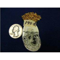 CHOICE on 6 scrimshawed old ivory pendants by Homer Cole: polar bear and mountains (2)