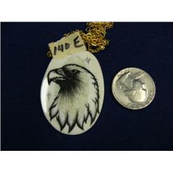 CHOICE on 6 scrimshawed old ivory pendants by Homer Cole: eagle head (2)