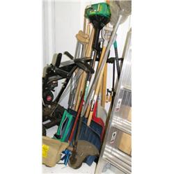 Yard tools: power proweed whacker, shovels, rakes, furniture clamps, etc. (241)