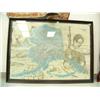 Image 2 : Large map of Alaska with polar bear, Eskimo girl, drill rig, airplane, etc. 36"x49" frame size (241)