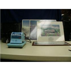 Seafood steamer with faucet, check signer, 2 Mt. McKinley pictures and Alaska railroad picture by Su