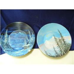 2 hand painted gold pans (241)