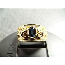 Sapphire lady's ring, 14 K yellow gold, sapphire: oval faceted, approx. .25 carats, transparent, dar