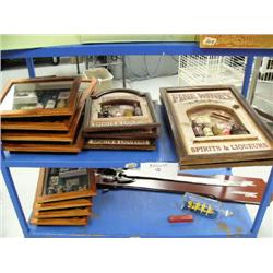 Lot of 10 shadow boxes & wine signs - (8888)