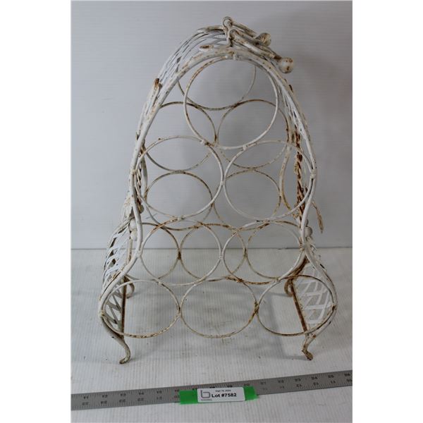 White 8 Bottle Metal Wine Rack