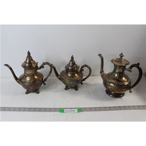 (3) Silver Plated Teapots