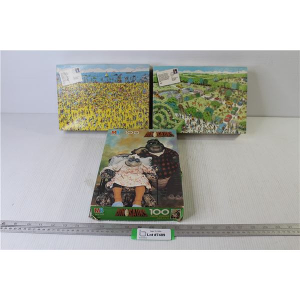 (3) 100 Piece Puzzles - Where's Waldo - Dinosaurs