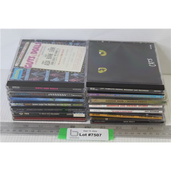 (14) CDs - Good Bye Mob - R. Kelly - White Zombie - Shrek - Guys & Dolls - Cats