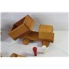 Image 2 : (5) Carved Wooden Toy Vehicles - (1) Wooden Trailer