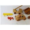 Image 5 : (5) Carved Wooden Toy Vehicles - (1) Wooden Trailer
