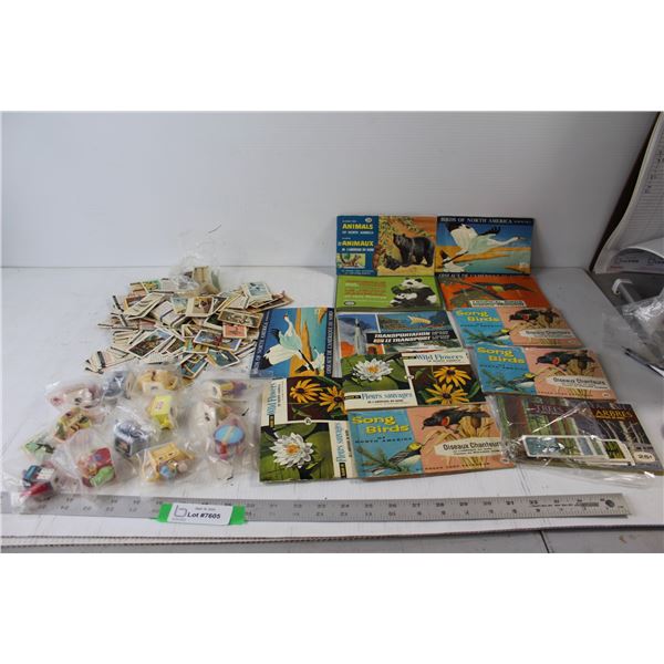 (12) Nature Info Books, (12) Red Rose Teapot Figurines, Assorted Animal/Plant Nature Tobacco Cards