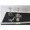 Small Glass Perfume Bottle, Glass Crocodile, (2) Glass Candle Holders