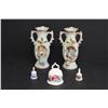 (2) Porcelain Figurine Vases, (3) Porcelain Bells