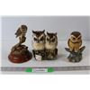 7611  (3) Ceramic Owl Decorations