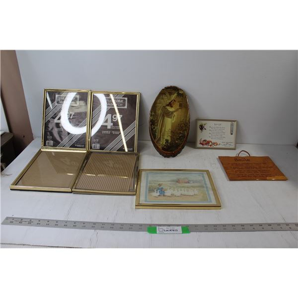 Goose Farm Art, Jesus On Wood Art, Smile Hanging Sign, Thermometer, (4) Empty Picture Frames