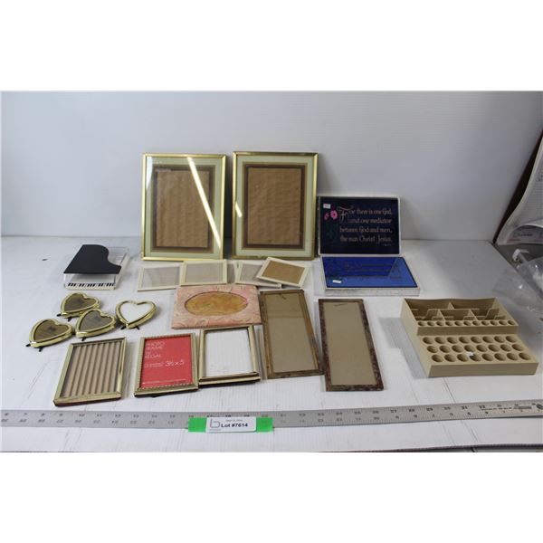 (15) Small Picture Frames, (2) Picture Frames - Both 7" x 9", (20 Christian Bible Messages Plaques