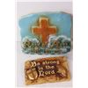 Image 3 : (4) Christian Ceramic Art Messages, Wooden Glory To God Sign