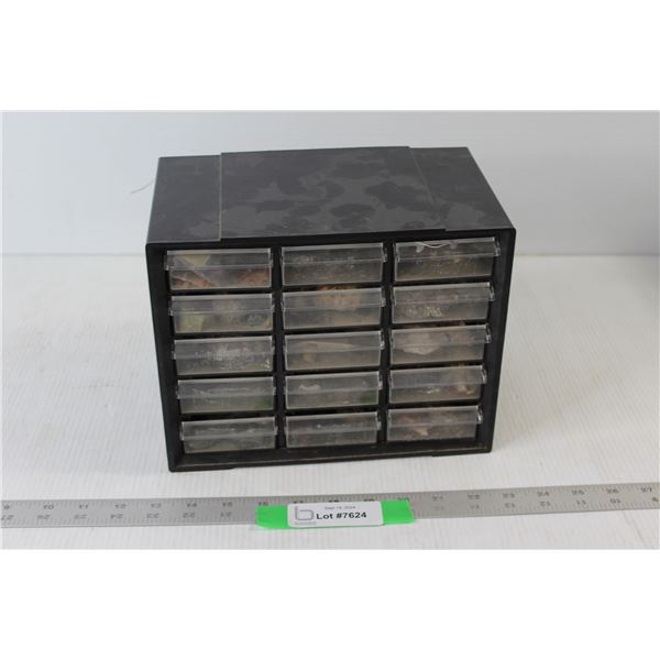 Parts Drawer Organizer with Rocks and Minerals Inside