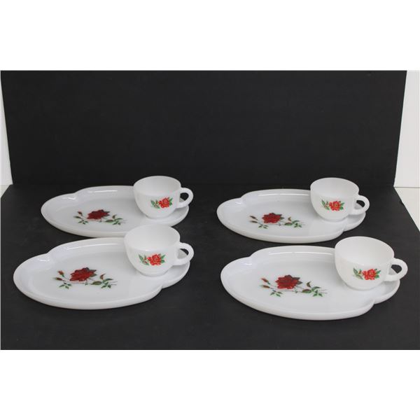 Federal Glass Rosecrest Eight Piece Snack Set  - In Original Box