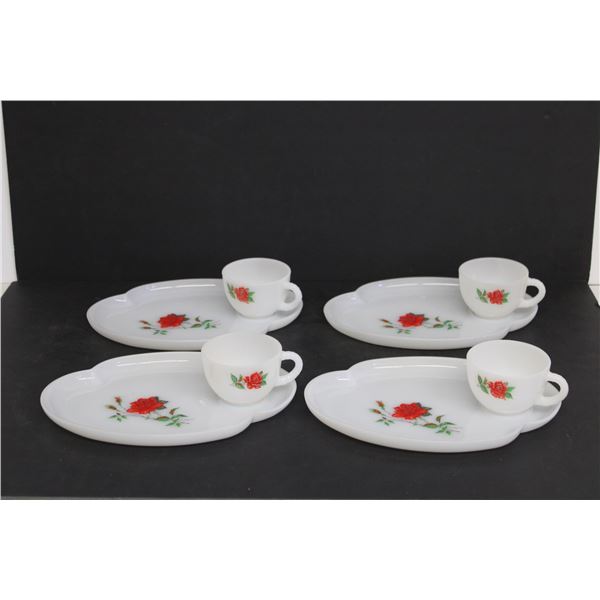 Federal Glass Rosecrest Eight Piece Snack Set  - In Original Box