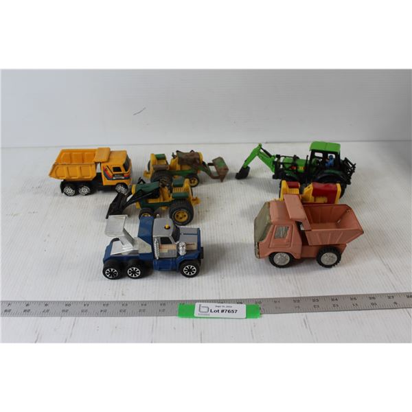 (7)  Toy Tractors and Trucks - Dumper, Digger, Tonka