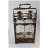 Image 2 : (2) Glass Liquor Bottles and Holder, (4) Brass Dishes/Trays