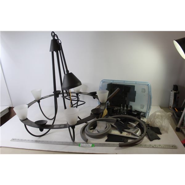 *Electric & Candle Metal Chandelier (untested) - Foam Rubber Pieces - Misc. Plastic Items