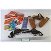 Image 1 : Vintage Pony Boy Cap Guns w/Holsters - Metal Cap Guns (one handle missing) - Assorted Caps
