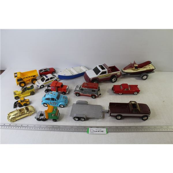 ERTL Truck w/Trailer - NYLINT Truck w/Jet Boat & Trailer - Majorette Die Cast Vehicles - Maisto - Vo