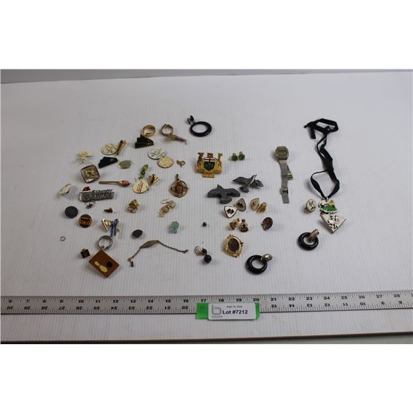 Various Pins , Earrings, Costume Jewelry