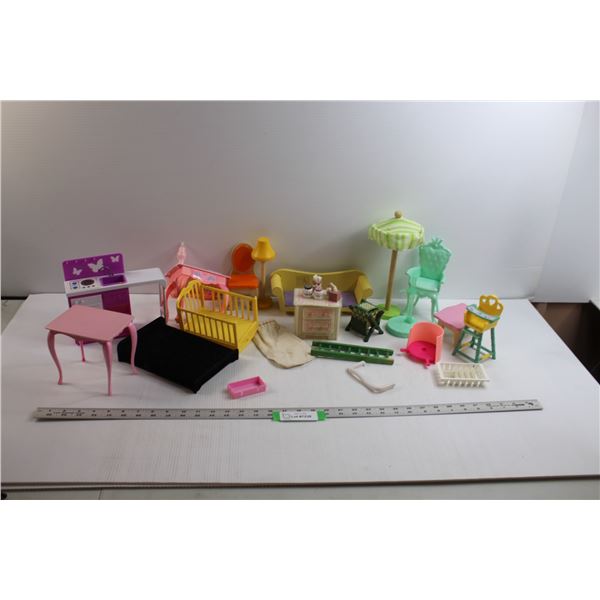 Various Barbie-style House Furniture & Accessories (As is Condition)