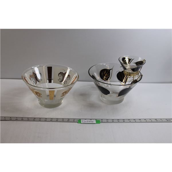 (2) Potato Chip Serving Bowls (One w/Dip Bowl & Stand)