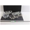 Image 1 : (6 pcs) Crystal & Glass Serving Dishes (Four Are Footed)