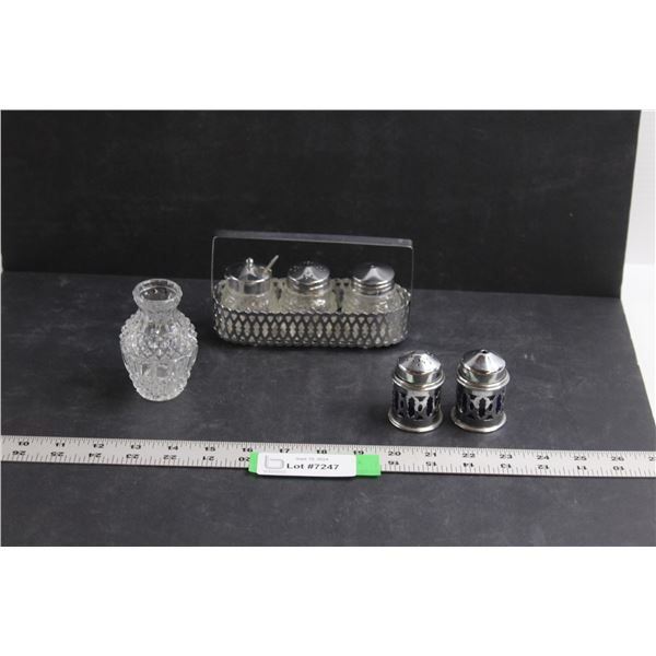Bud Vase , Cobalt Blue Glass S&P Shakers & Cruet Set