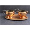 Image 3 : (2 pr) Glass and Viking Plate Copper w/Tray Cream & Sugar Dishes