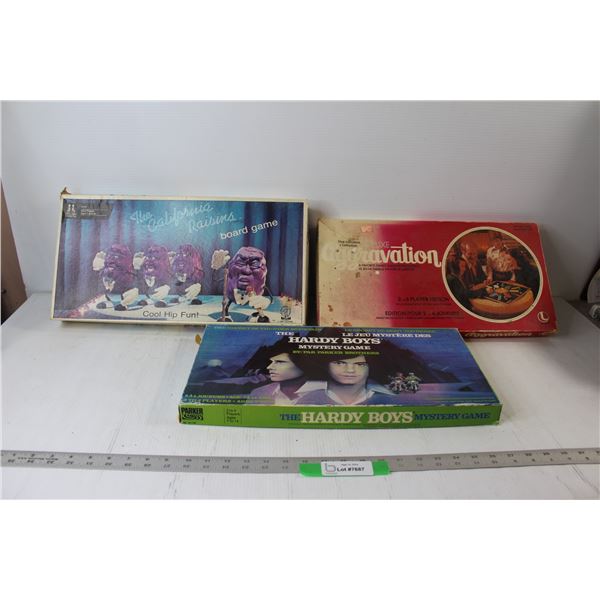 The California Raisins Board Game, Deluxe Aggravation Board Game, The Hardy Boys Mystery Game - All 