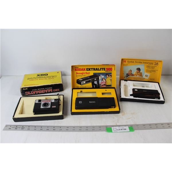 (3) Vintage Cameras in Original Boxes - Kodak, Magmatic - Untested