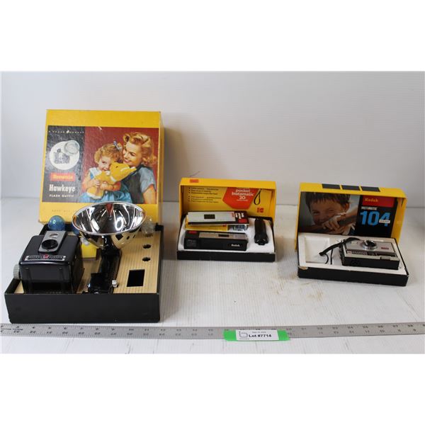 Brownie Hawkeye Camera Flash Outfit, (2) Kodak Cameras