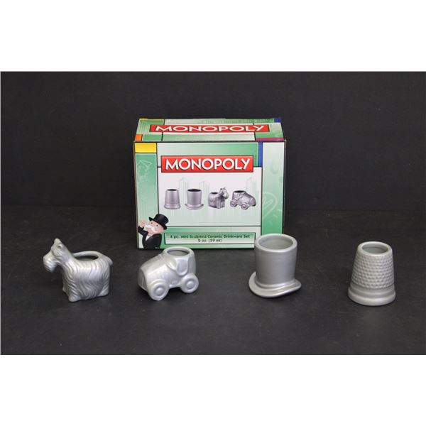 4Pc Monoploy 2oz Ceramic Drinkware Set - in Box