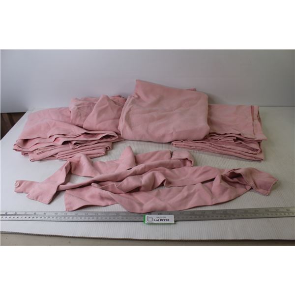 Pink Unlined Drapery Panels w/Tie Backs (42  x 168 )