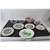(6) Decorative Plates, (3) Glass Bowls