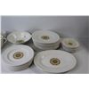 Image 3 : England Gold Medallion Dish Set - (16) Plates, (8) Saucers, (5) Cups, (2) Cream Cups, Sugar Dish, Pe