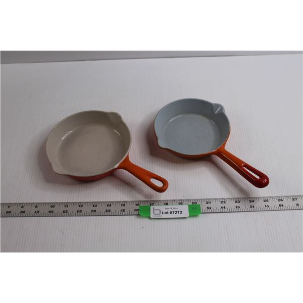(2) Enameled Cast Iron Pans (Le Creuset France, Japan) - 6" & 6.5"