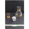 Image 1 : Vintage Glass Carafe, Bud Vase & Crystal Sugar Dish w/Lid
