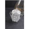 Image 4 : Vintage Glass Carafe, Bud Vase & Crystal Sugar Dish w/Lid