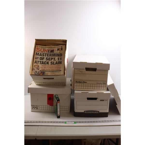 (4 Bankers Boxes & 1 VHS) 9/11 Terror Attack Newspaper Articles From Calgary Sun, Calgary Herald - C